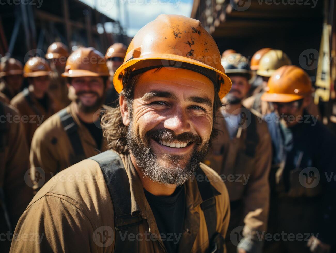 AI generated construction helmet smiling Generative AI photo
