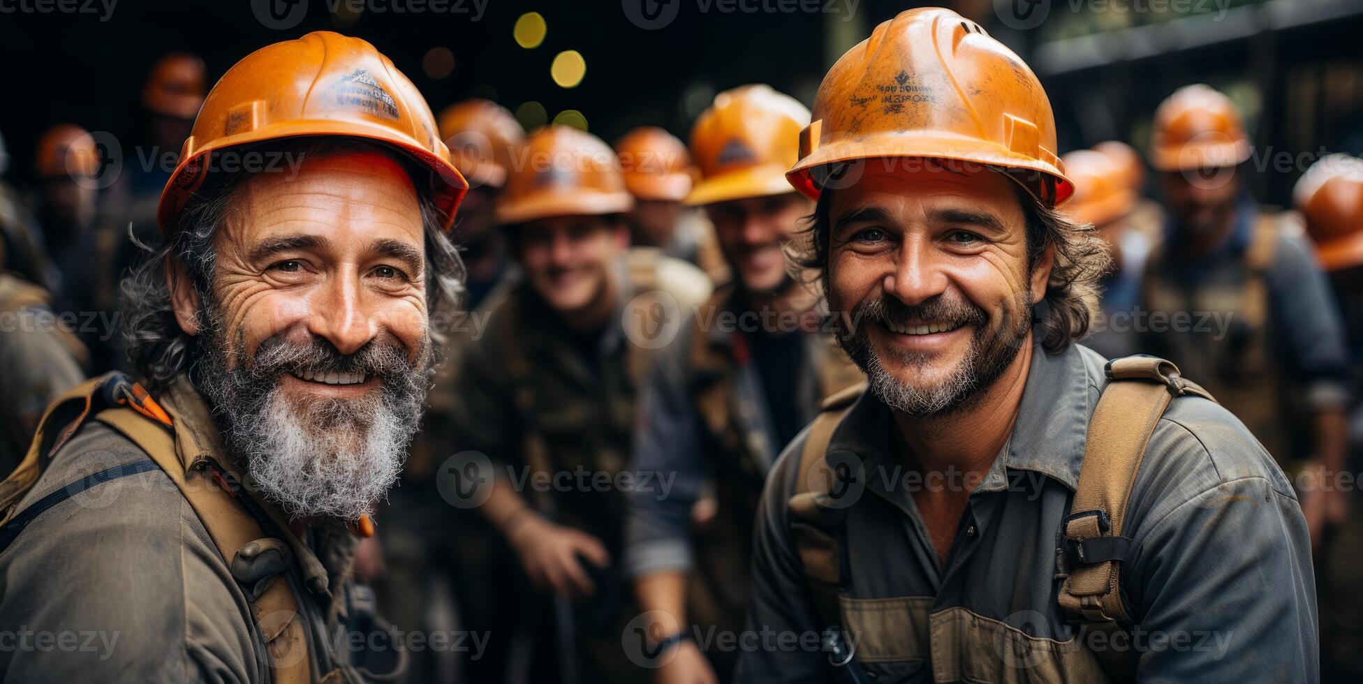 AI generated construction helmet smiling Generative AI photo