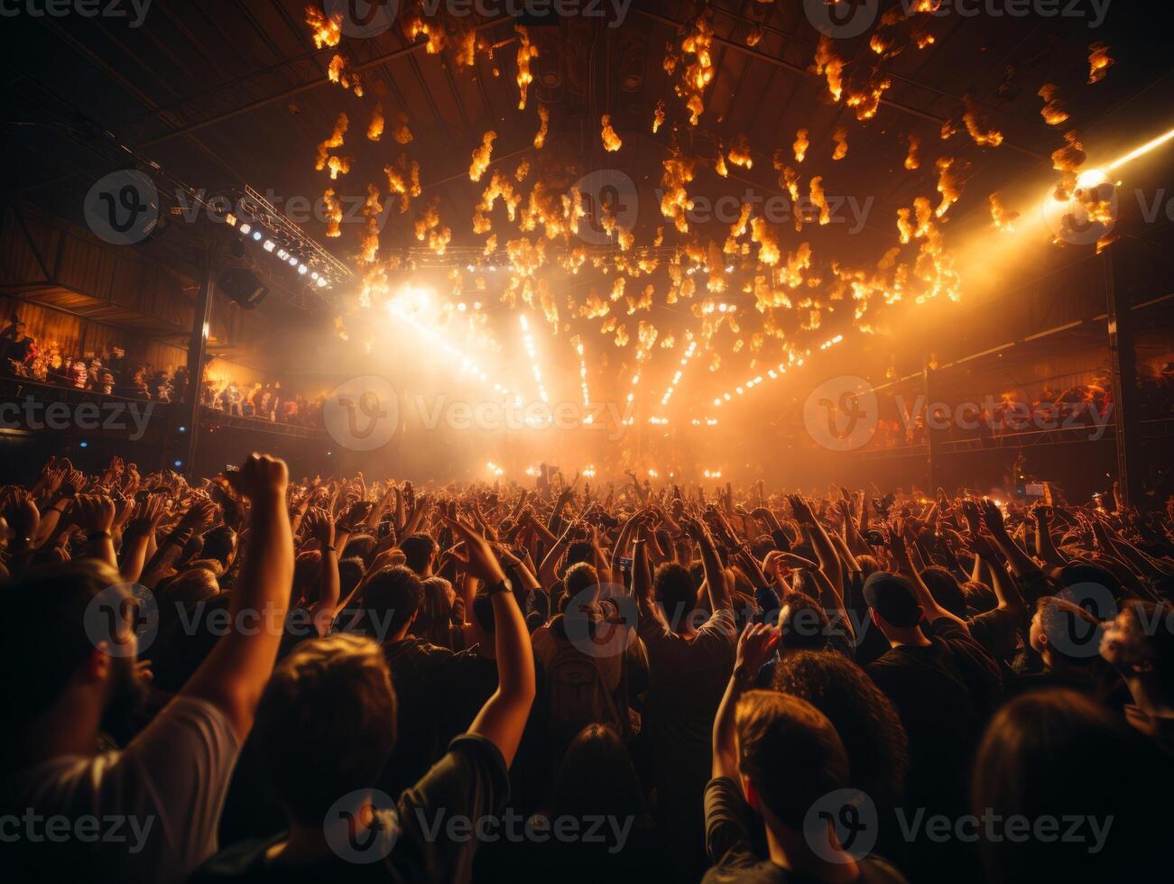 AI generated crowd of people at a music concert Generative AI photo