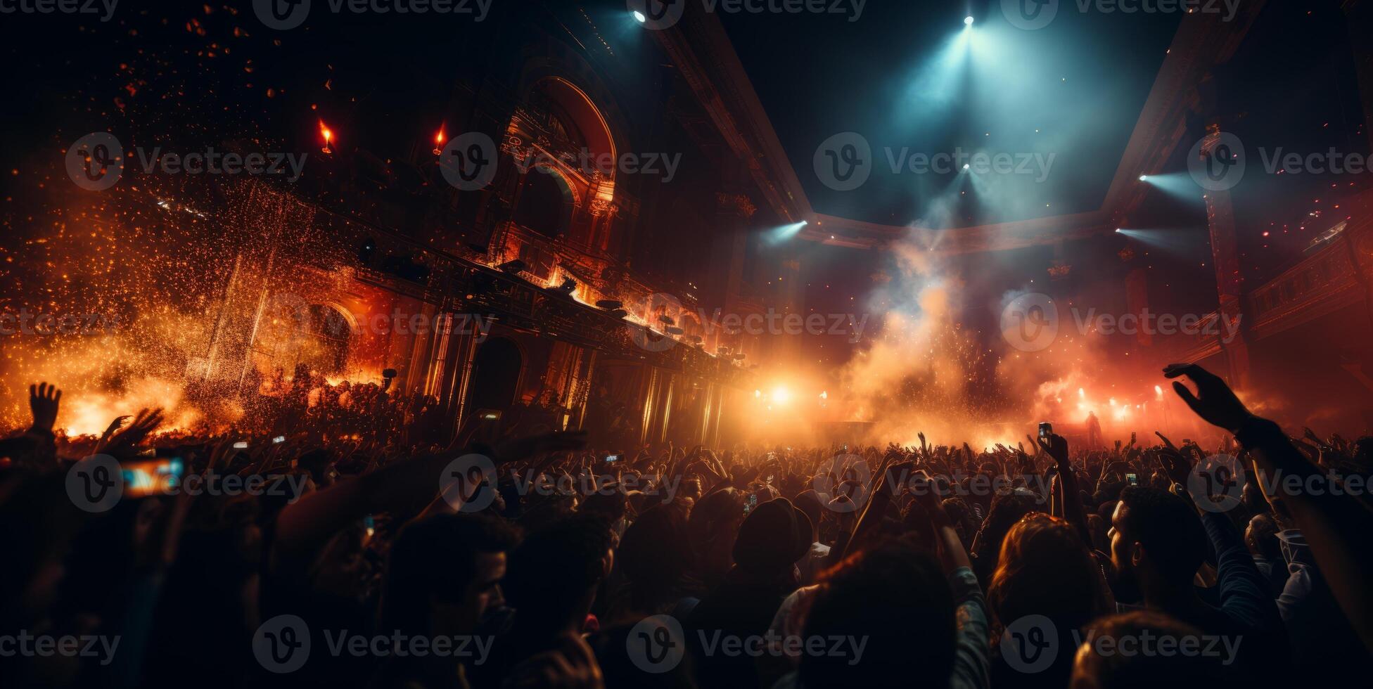 AI generated crowd of people at a music concert Generative AI photo