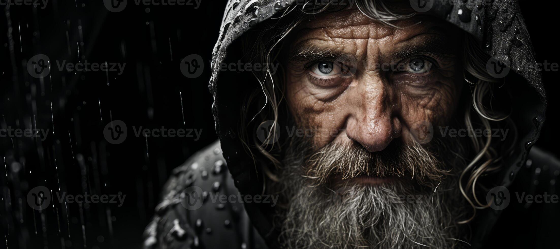 AI generated tough portrait of an old man Generative AI photo