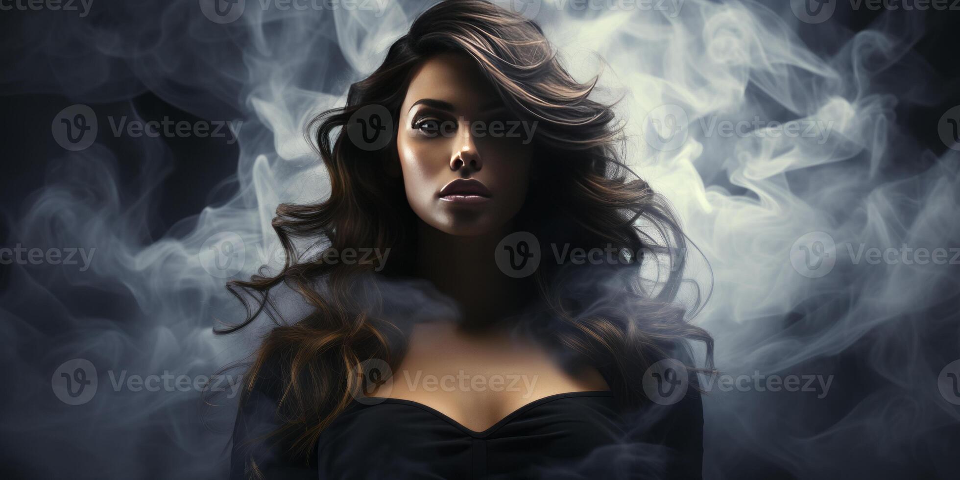 AI generated portrait of a girl in smoke Generative AI photo