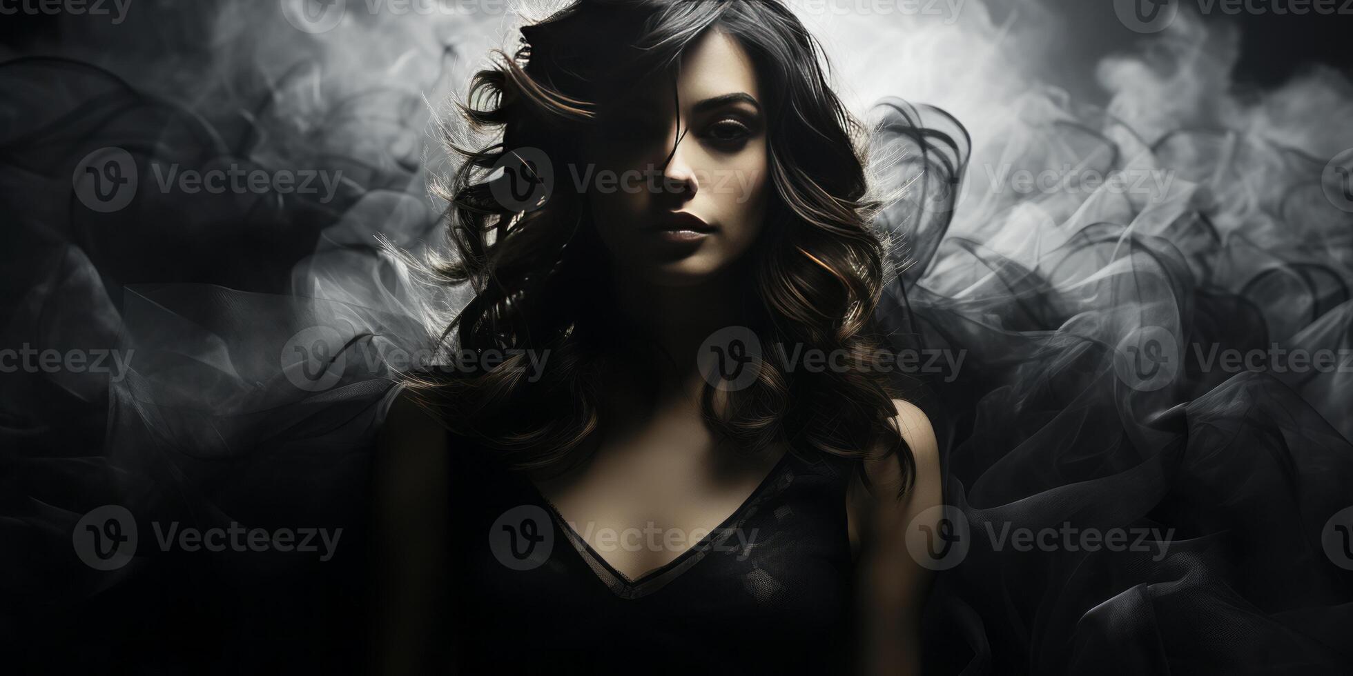 AI generated portrait of a girl in smoke Generative AI photo