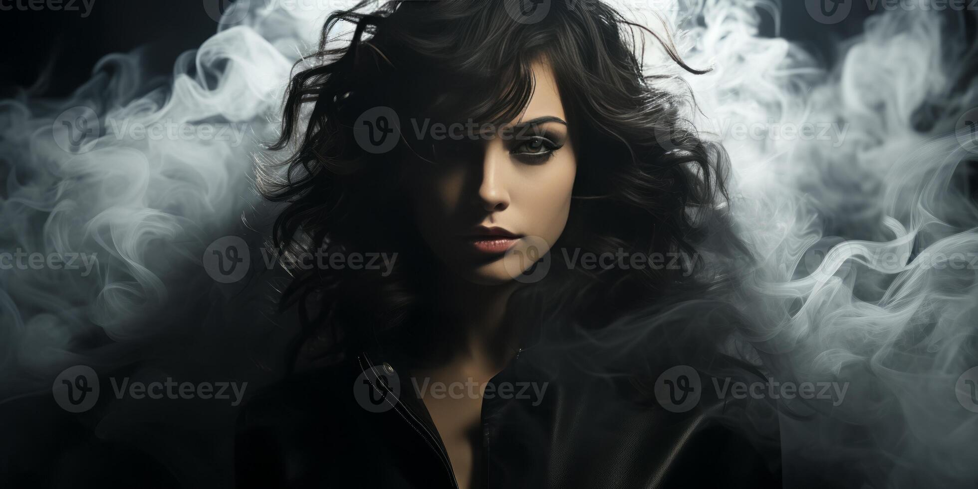 AI generated portrait of a girl in smoke Generative AI photo