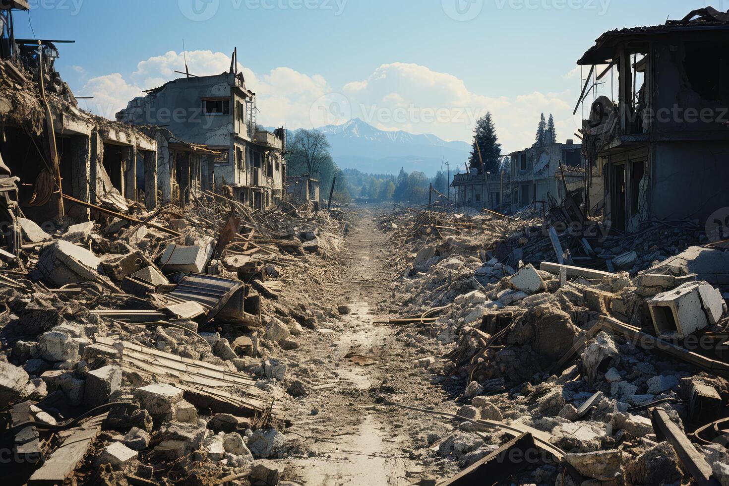 AI generated city in ruins Generative AI photo