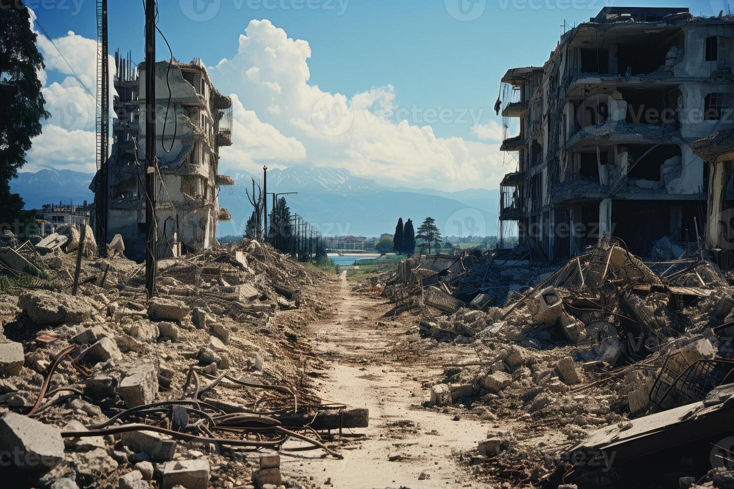 AI generated city in ruins Generative AI photo