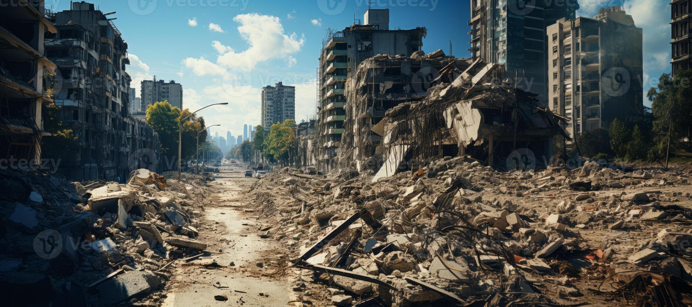 AI generated city in ruins Generative AI photo