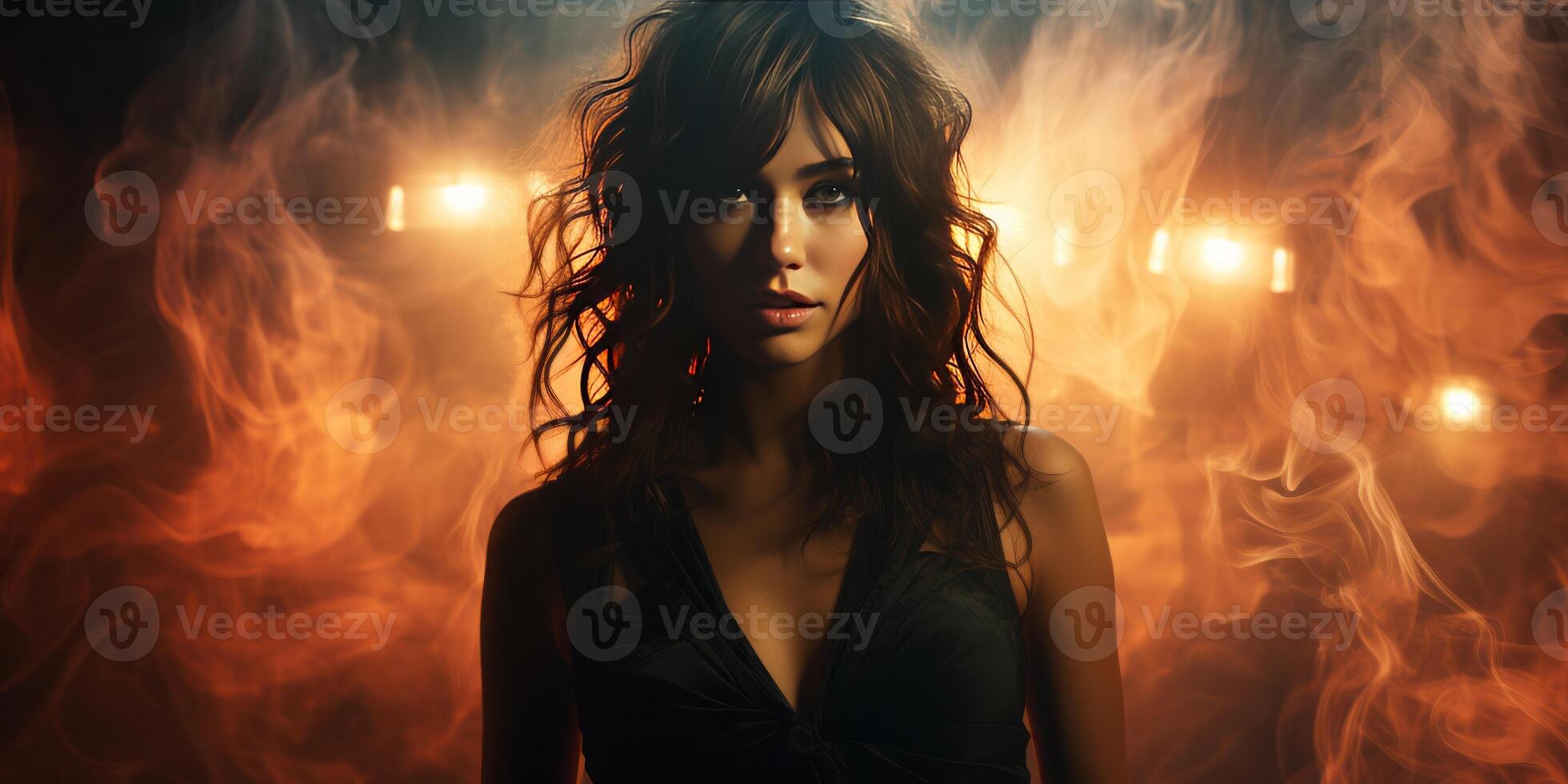 AI generated portrait of a girl in smoke Generative AI photo