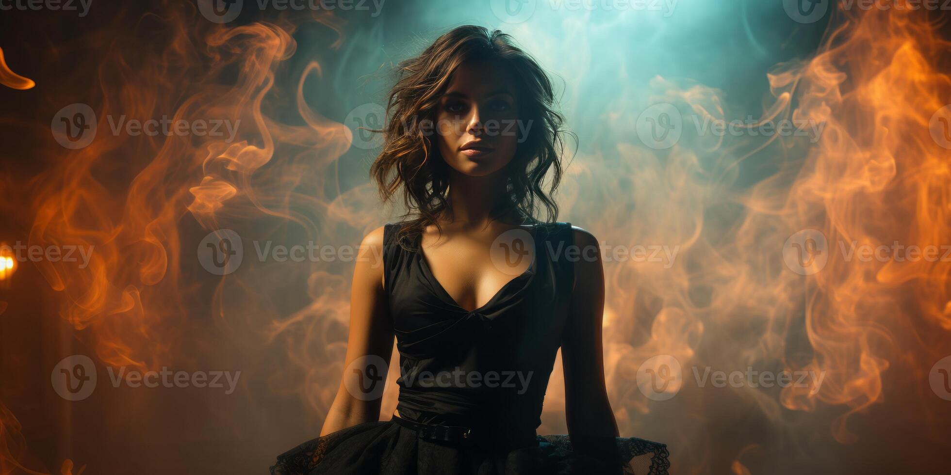 AI generated portrait of a girl in smoke Generative AI photo