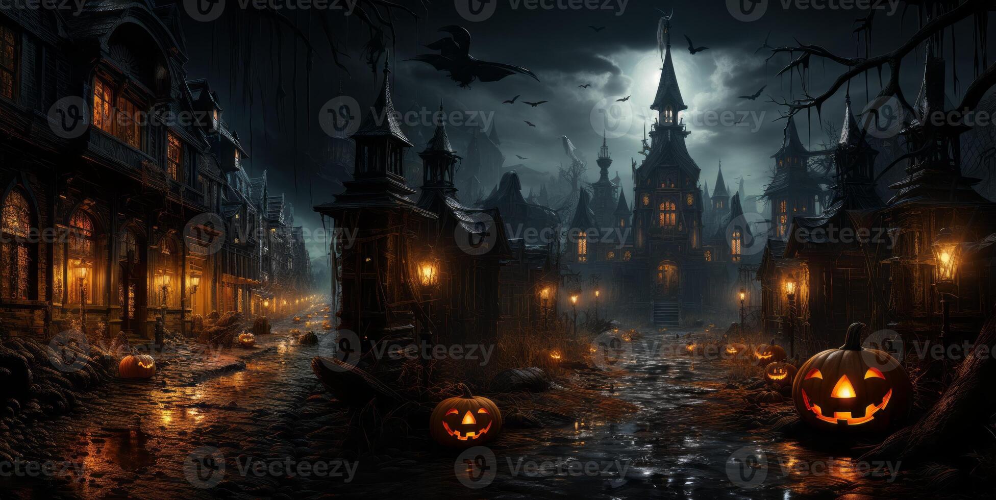 AI generated gloomy halloween card Generative AI photo