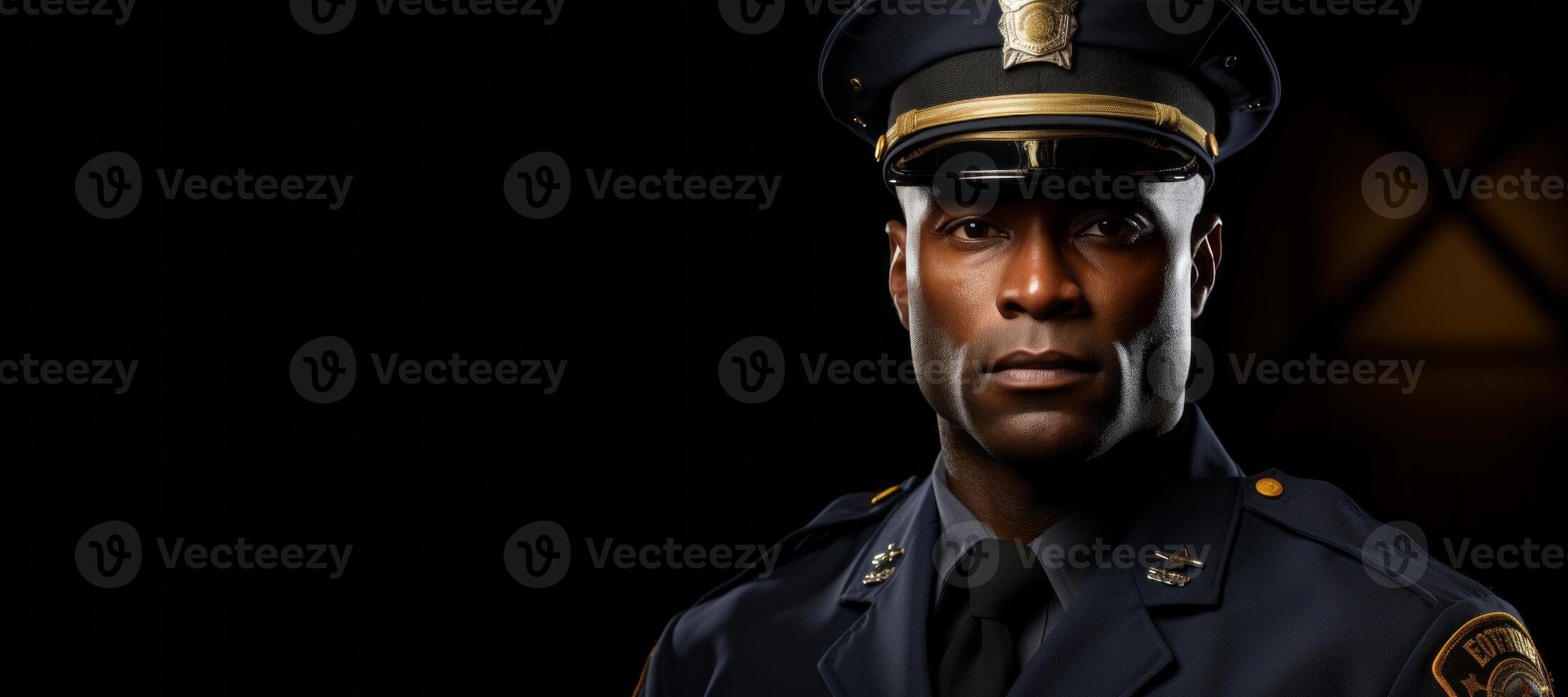 AI generated Policeman in uniform on a city street Generative AI photo