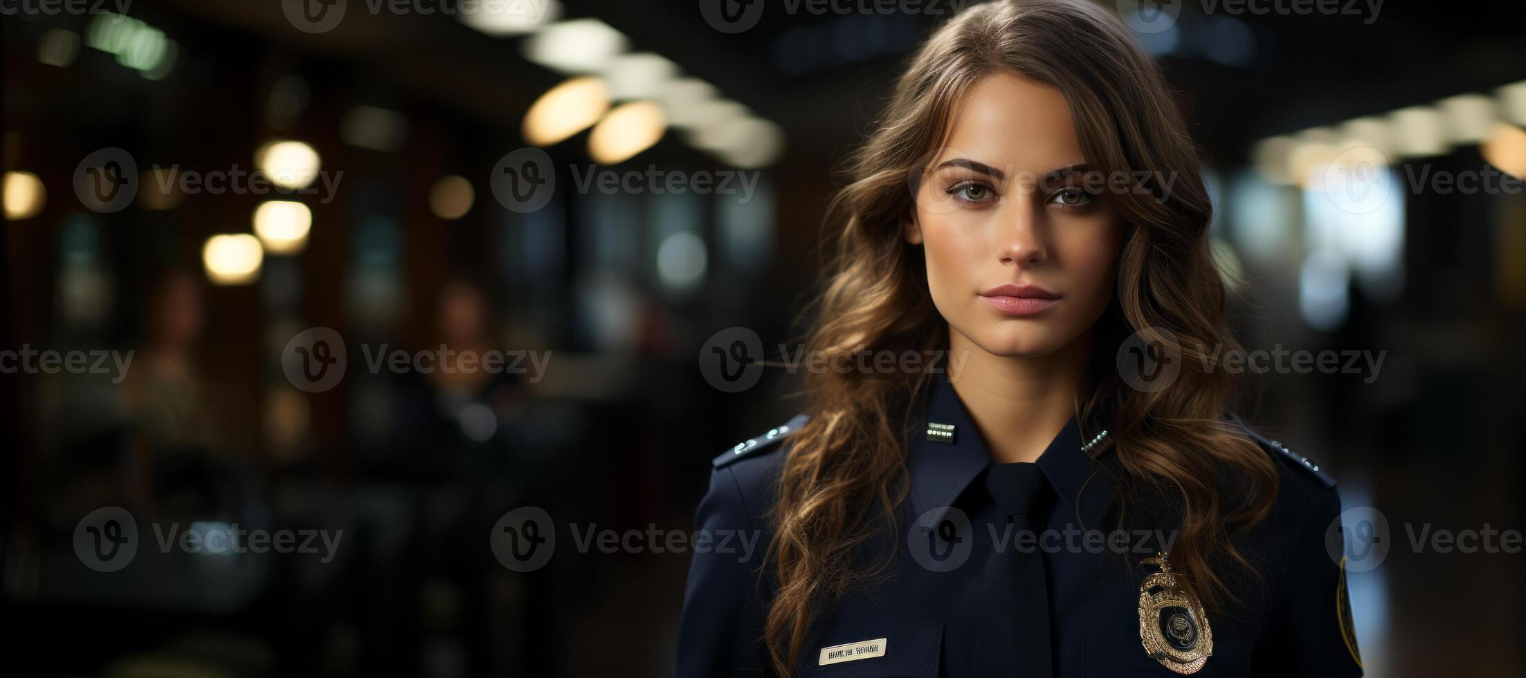 AI generated female police officers on a city street Generative AI photo
