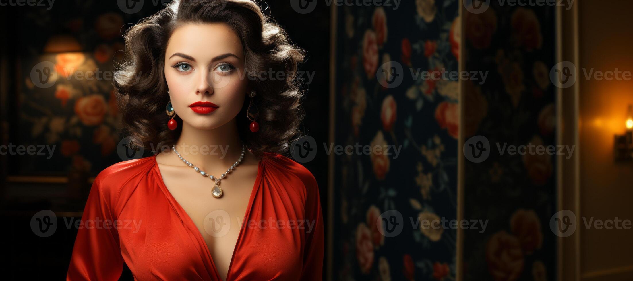 AI generated portrait of a beautiful girl from the 1940s Generative AI photo