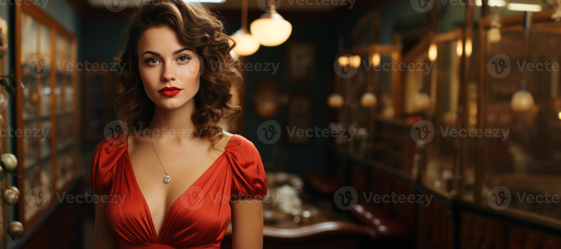 AI generated portrait of a beautiful girl from the 1940s Generative AI photo
