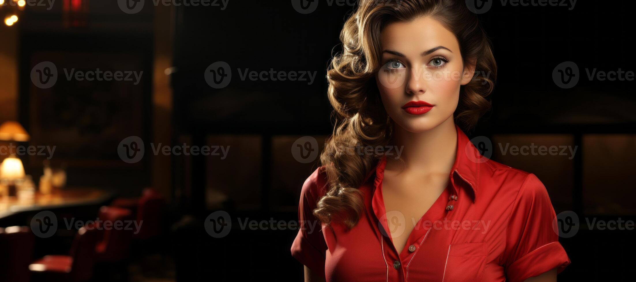 AI generated portrait of a beautiful girl from the 1940s Generative AI photo