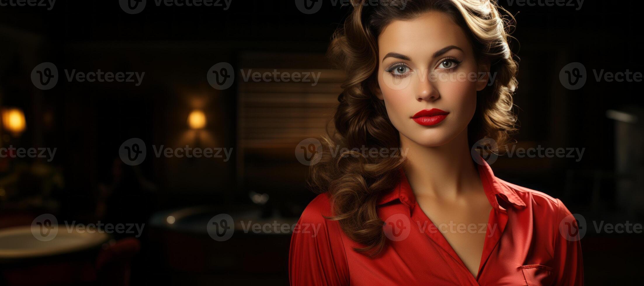 AI generated portrait of a beautiful girl from the 1940s Generative AI photo