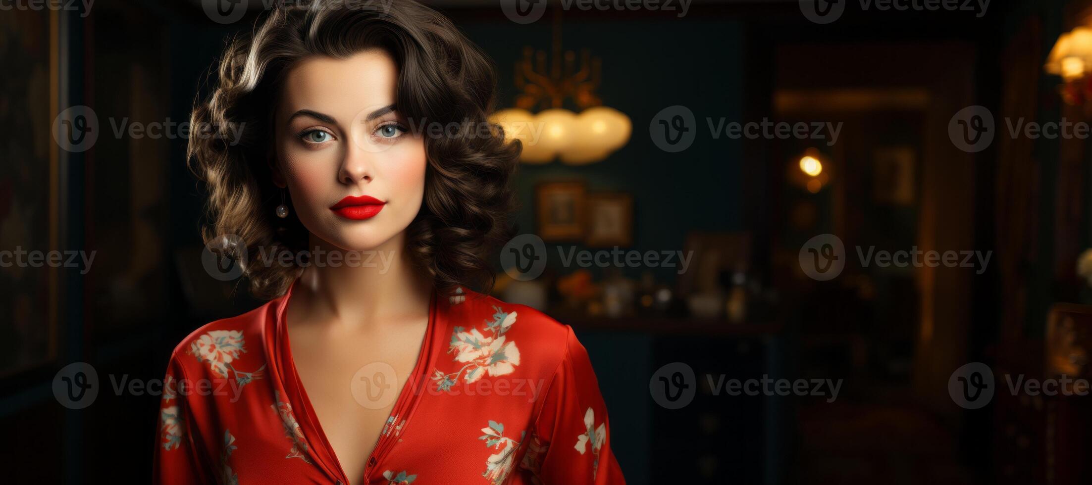 AI generated portrait of a beautiful girl from the 1940s Generative AI photo
