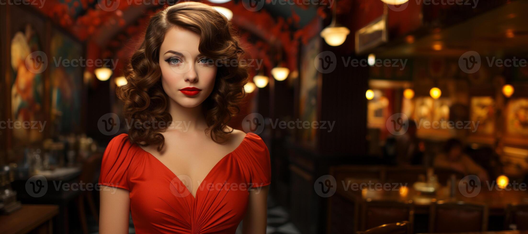 AI generated portrait of a beautiful girl from the 1940s Generative AI photo