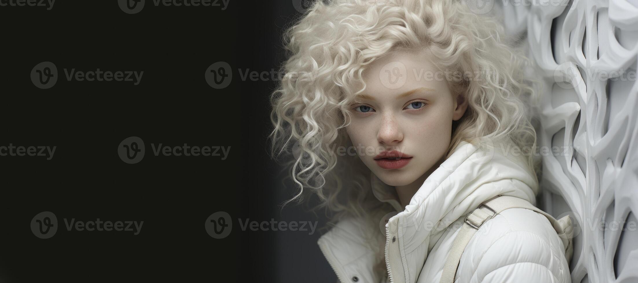 AI generated close-up portrait of an albino girl Generative AI photo