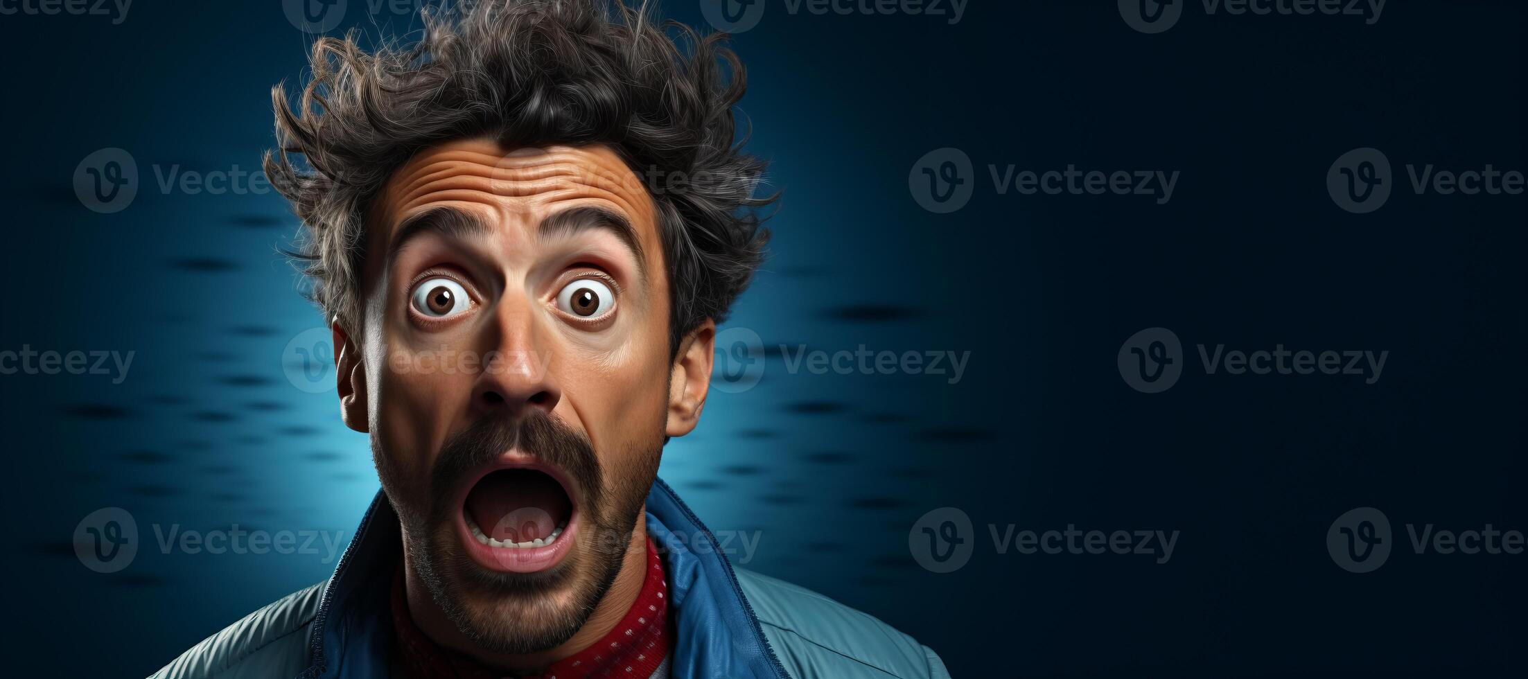 AI generated portrait of a surprised man close-up Generative AI photo