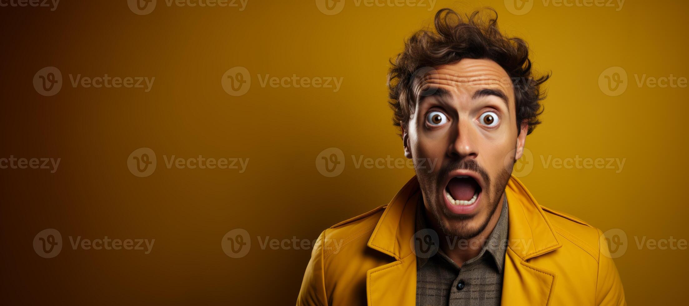 AI generated portrait of a surprised man close-up Generative AI photo