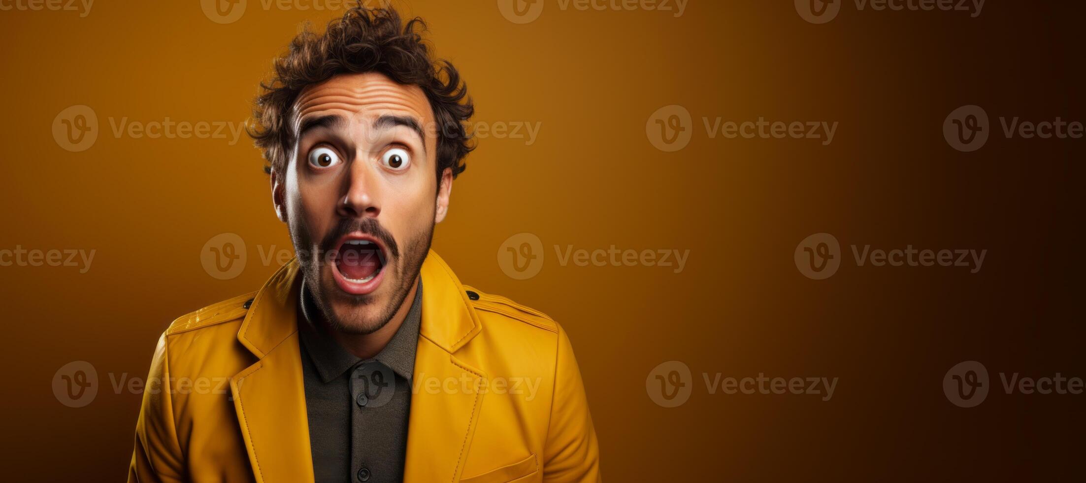 AI generated portrait of a surprised man close-up Generative AI photo