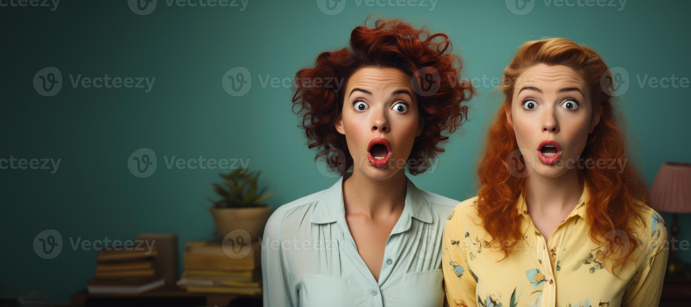 AI generated surprised women group portrait Generative AI photo