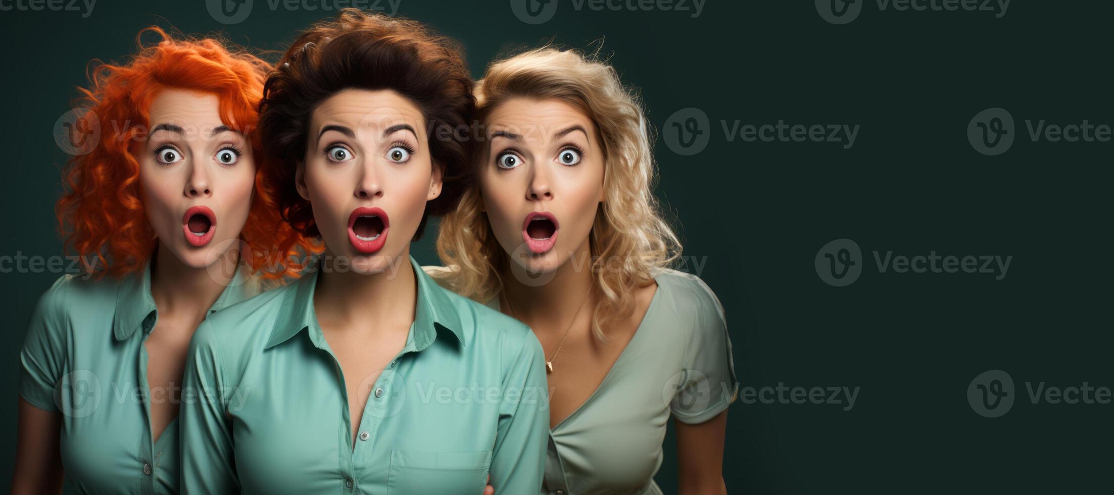 AI generated surprised women group portrait Generative AI photo