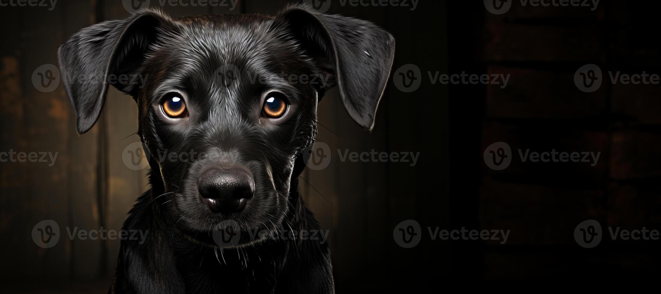 AI generated dog on a dark background close-up portrait Generative AI photo