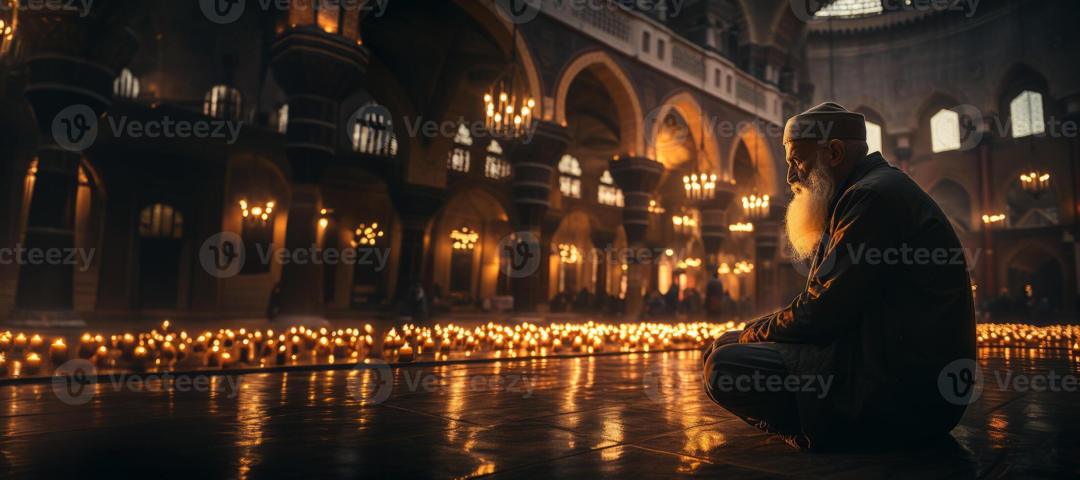 AI generated Muslim praying in the temple Generative AI photo