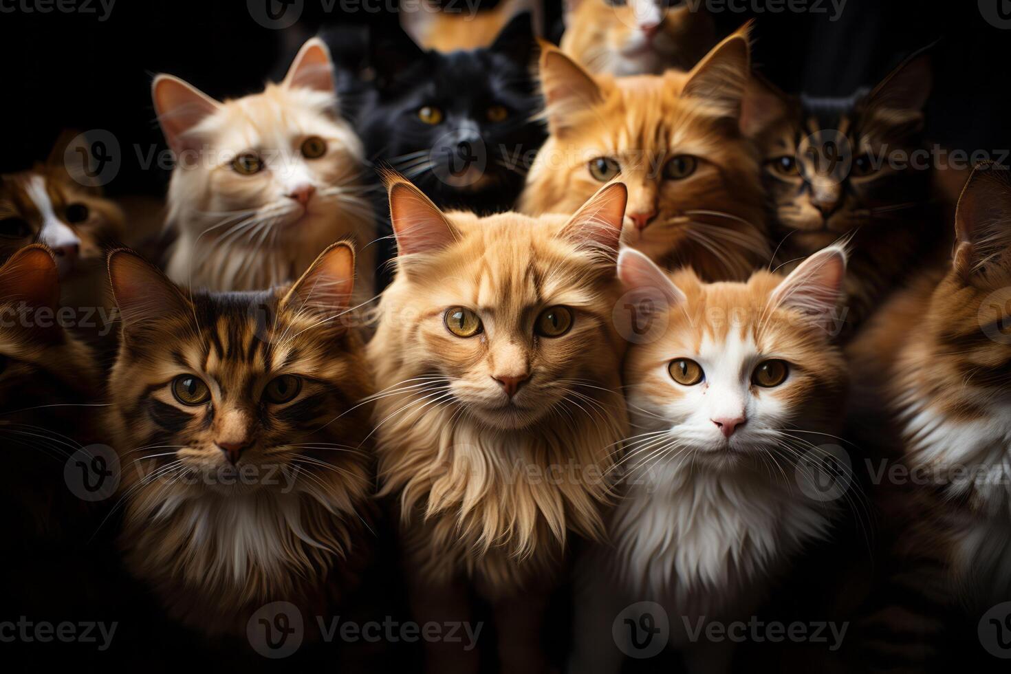 AI generated group portrait of cats Generative AI photo
