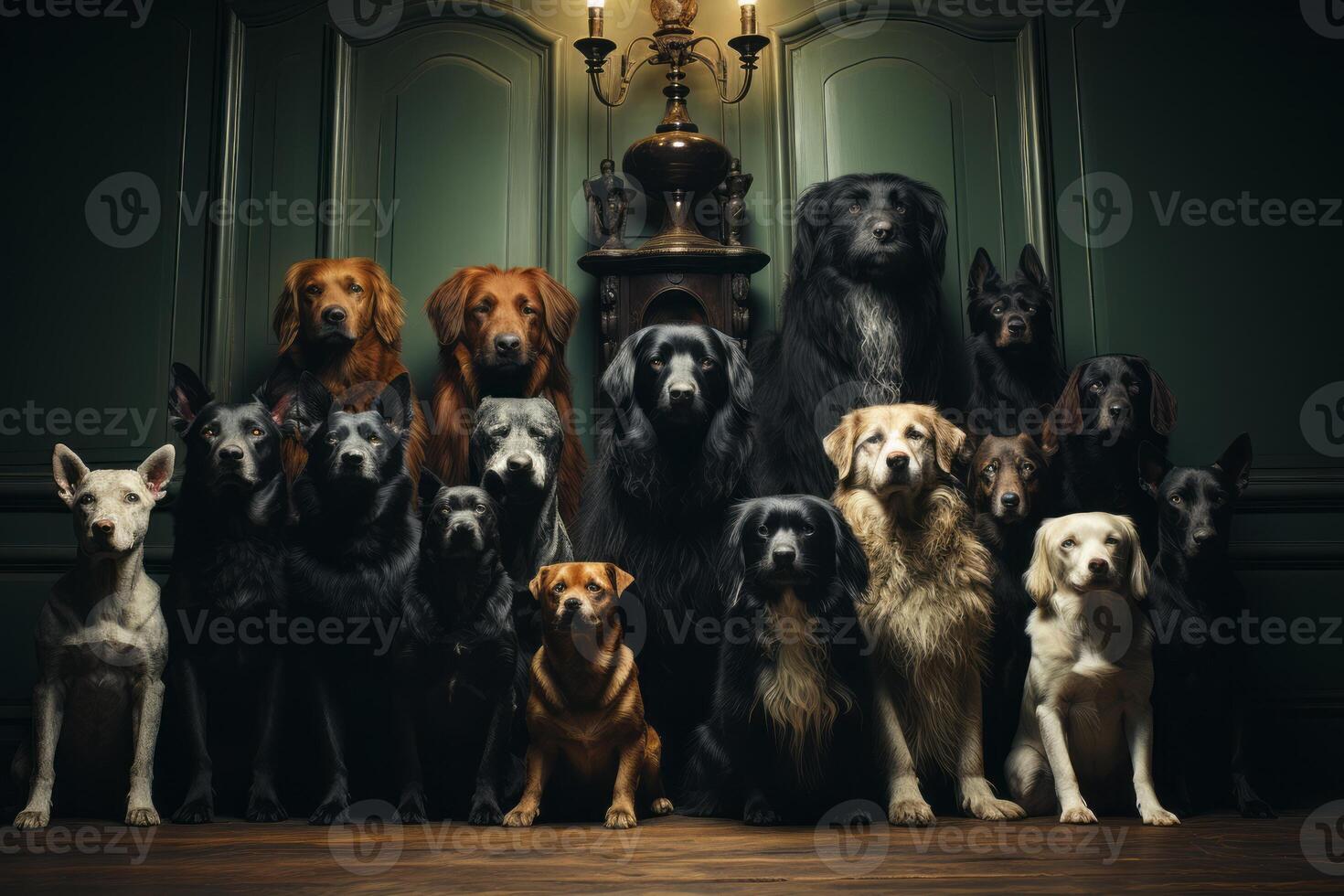 AI generated group portrait of dogs Generative AI photo