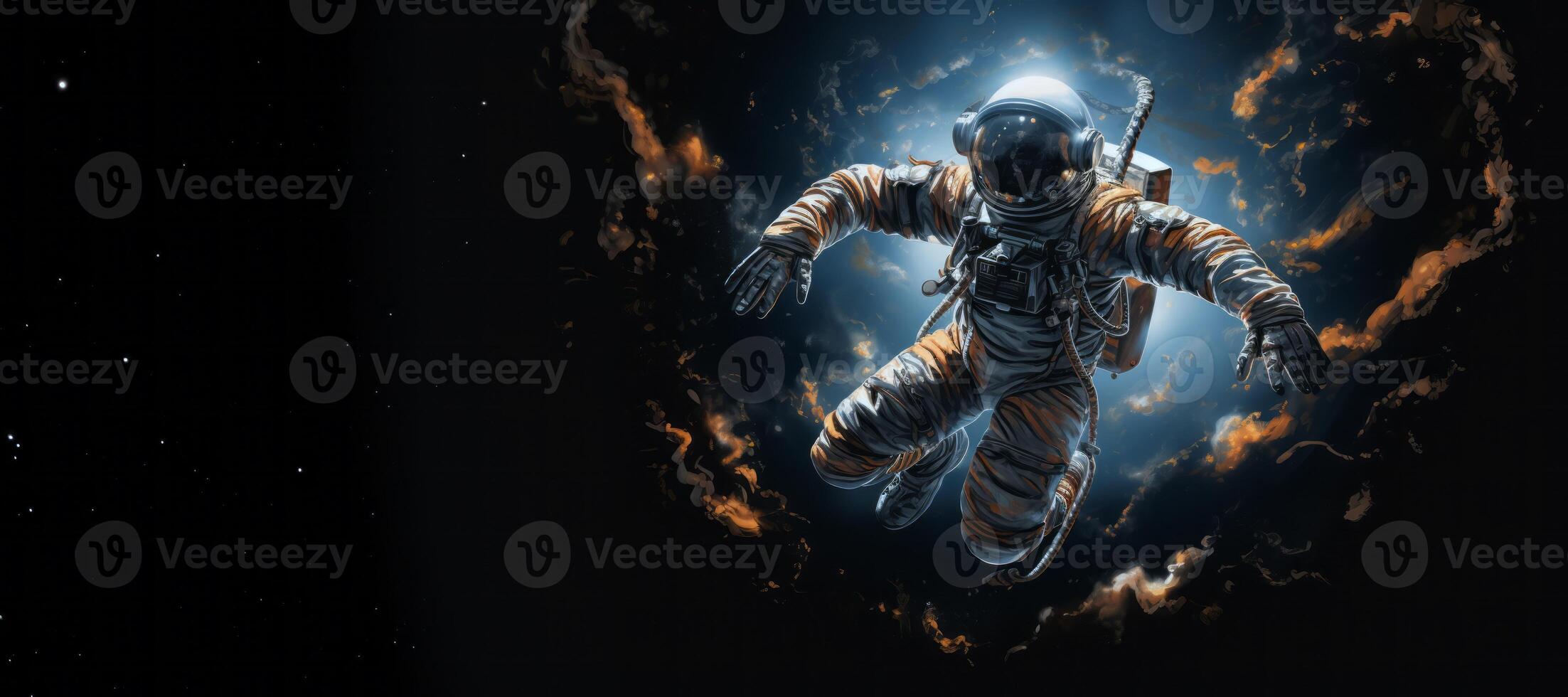 AI generated astronaut in outer space banner Generative AI photo