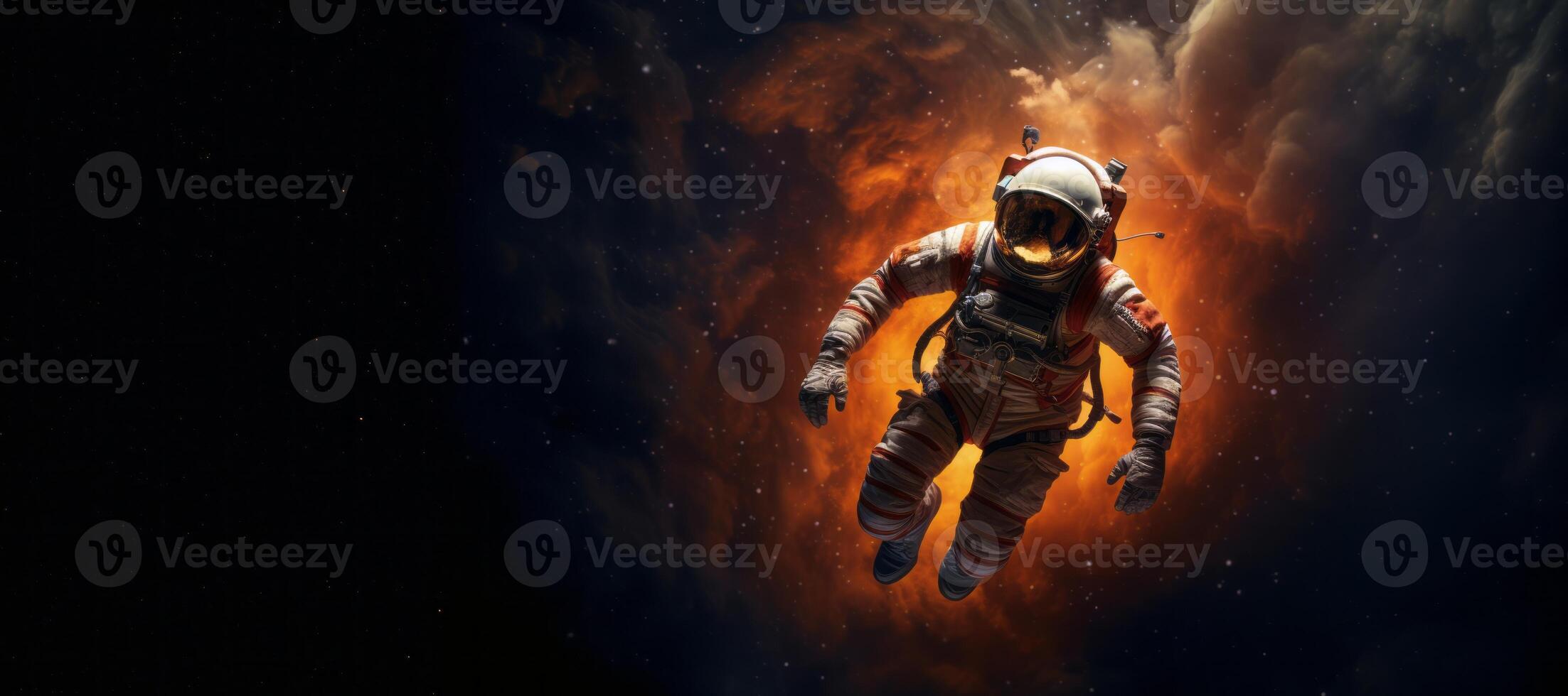 AI generated astronaut in outer space banner Generative AI photo
