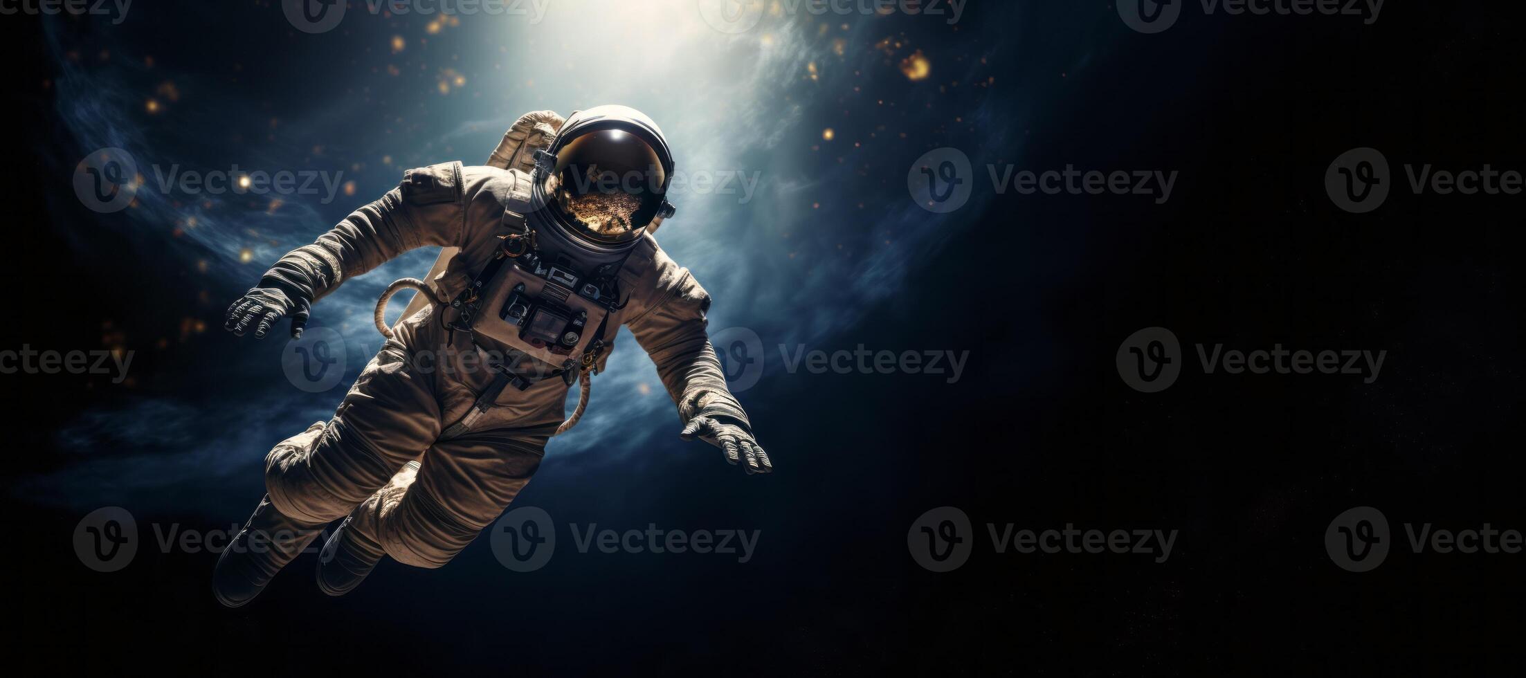 AI generated astronaut in outer space banner Generative AI photo