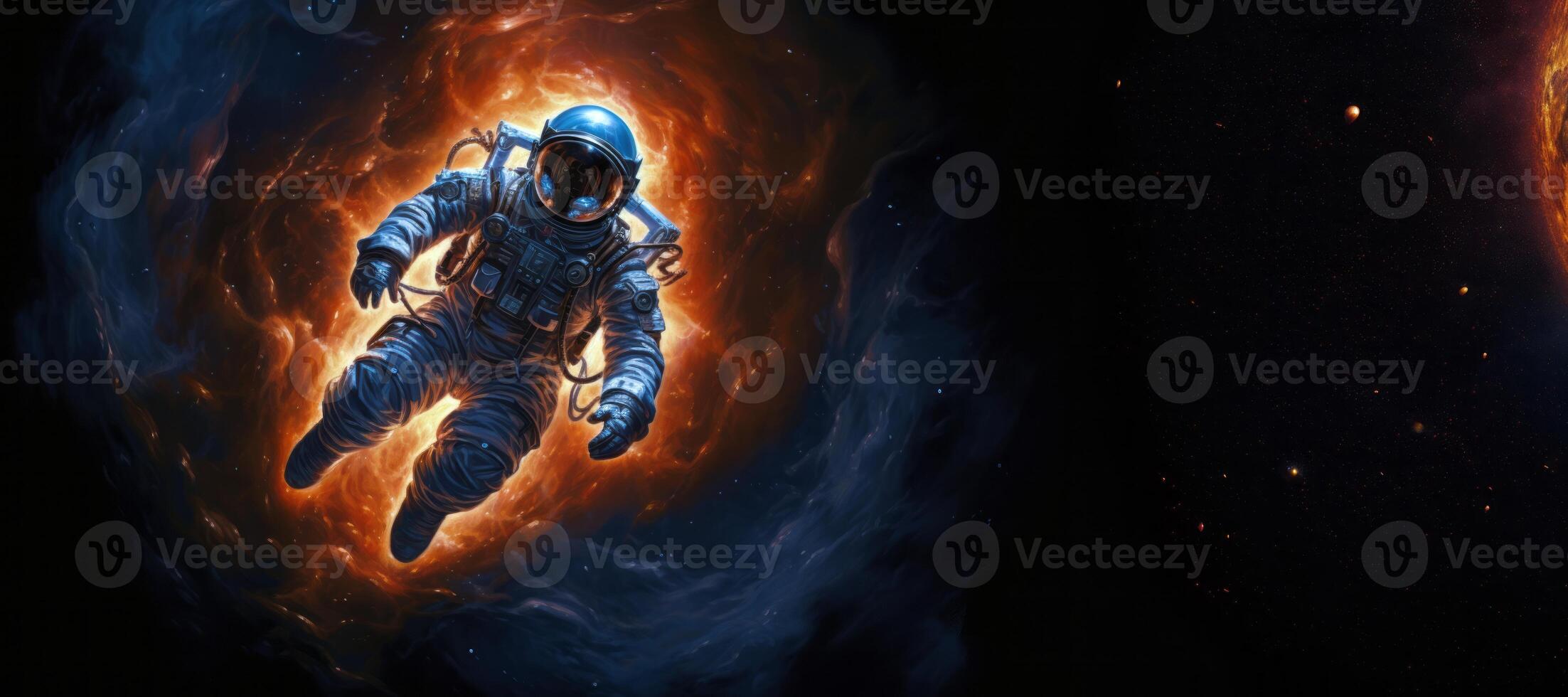 AI generated astronaut in outer space banner Generative AI photo