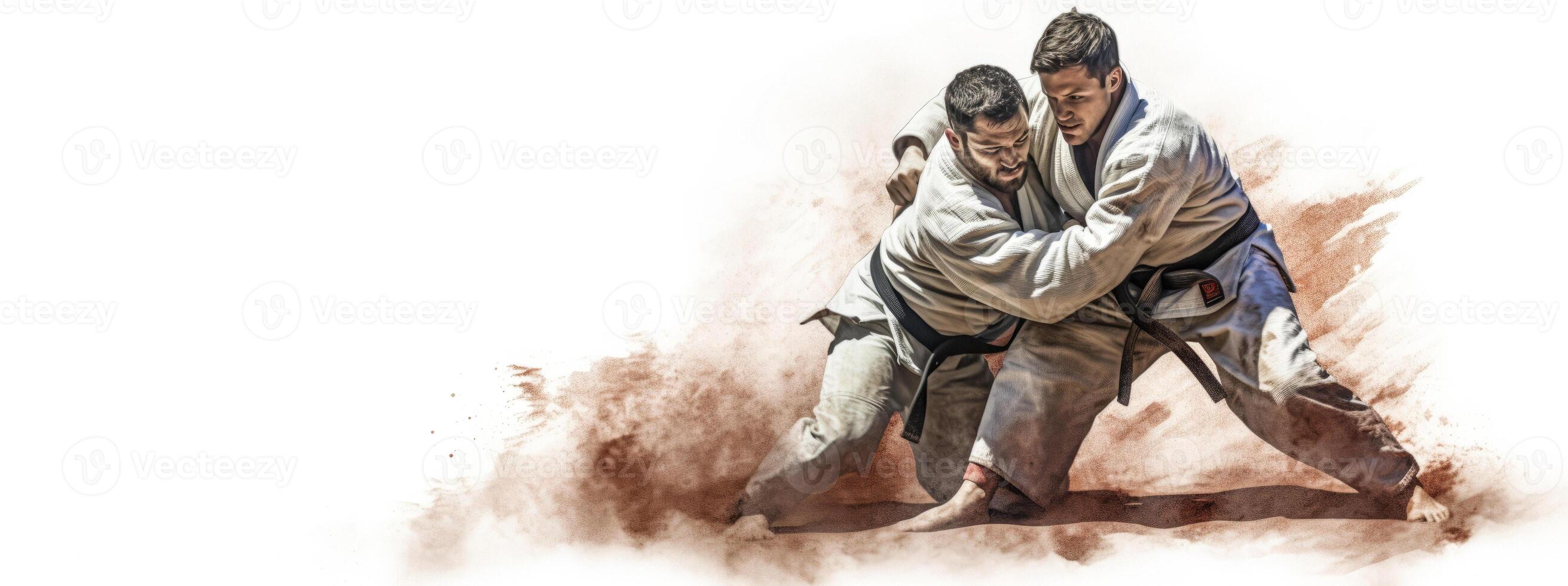 AI generated Oriental martial arts sparring banner Generative AI photo