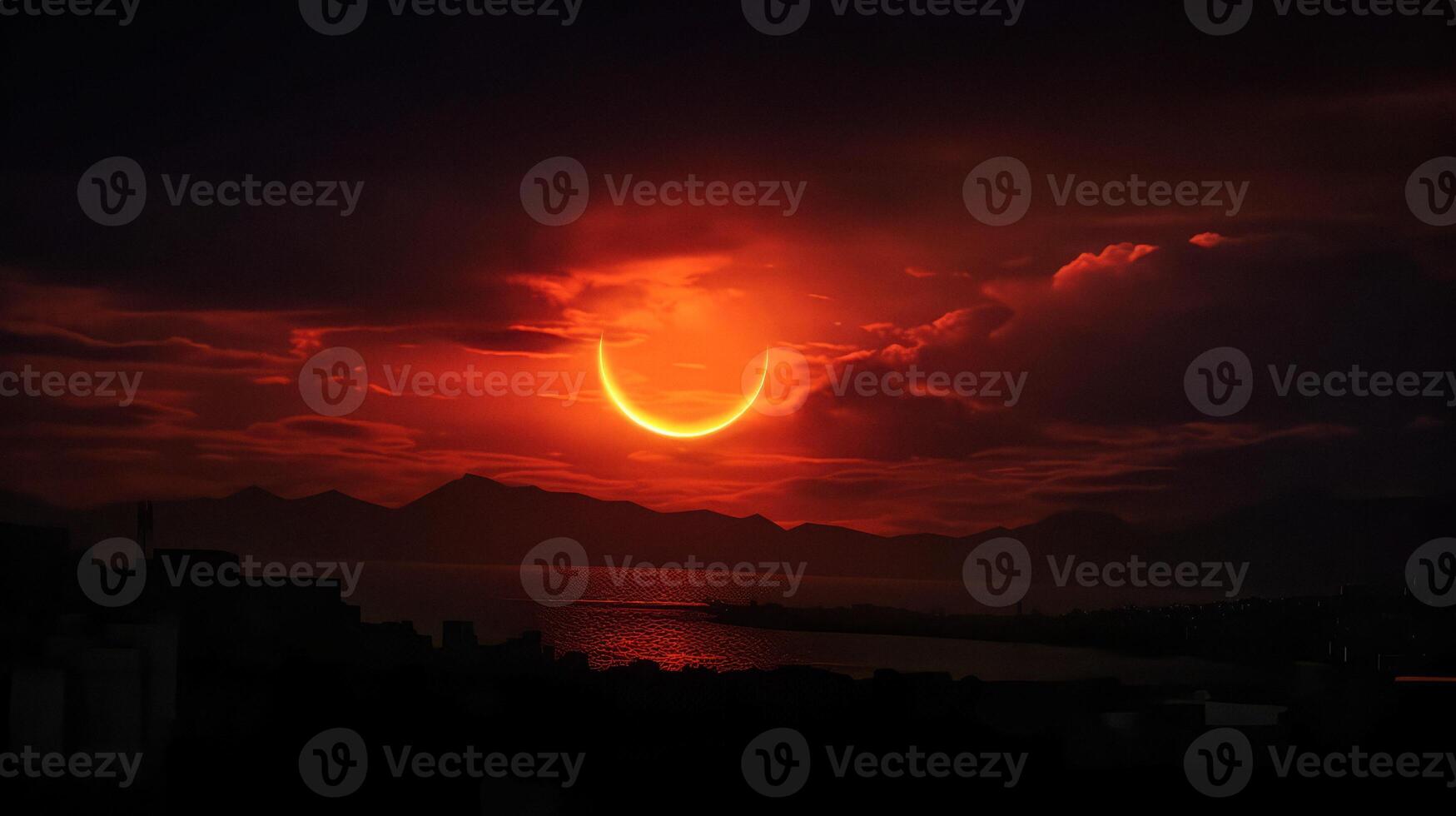 AI generated solar eclipse banner Generative AI photo