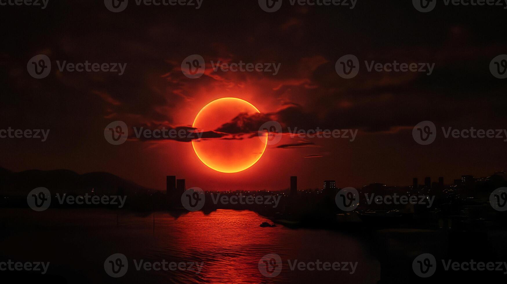 AI generated solar eclipse banner Generative AI photo