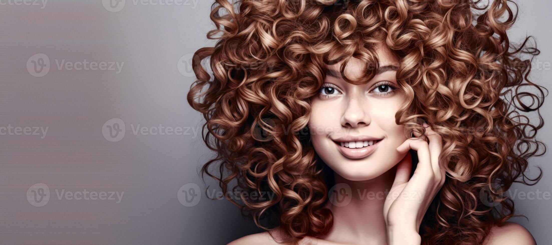 AI generated portrait of a curly girl close-up Generative AI photo