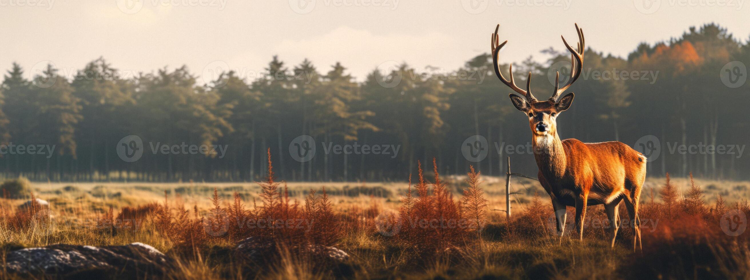 AI generated deer with antlers in the wild Generative AI photo