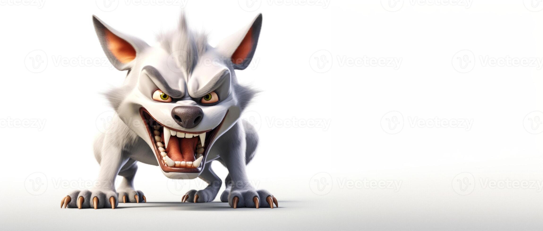 AI generated angry animated dog on a white background Generative AI photo