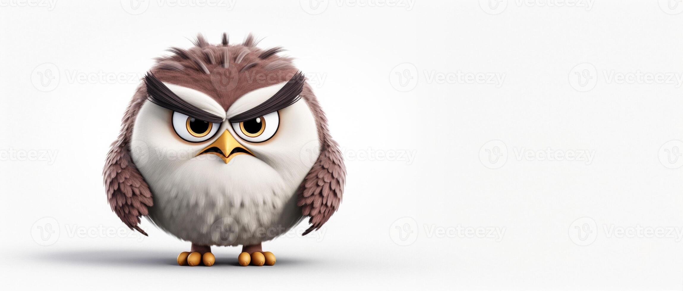 AI generated owl in animated style on a white background Generative AI photo