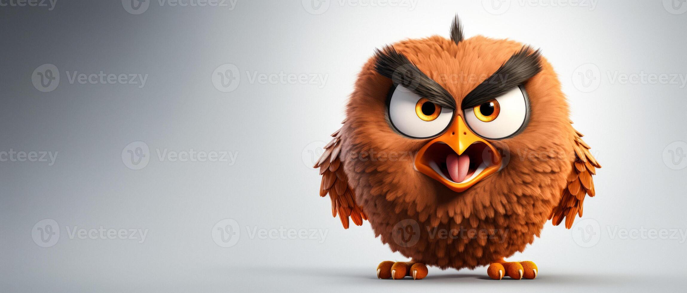 AI generated owl in animated style on a white background Generative AI photo