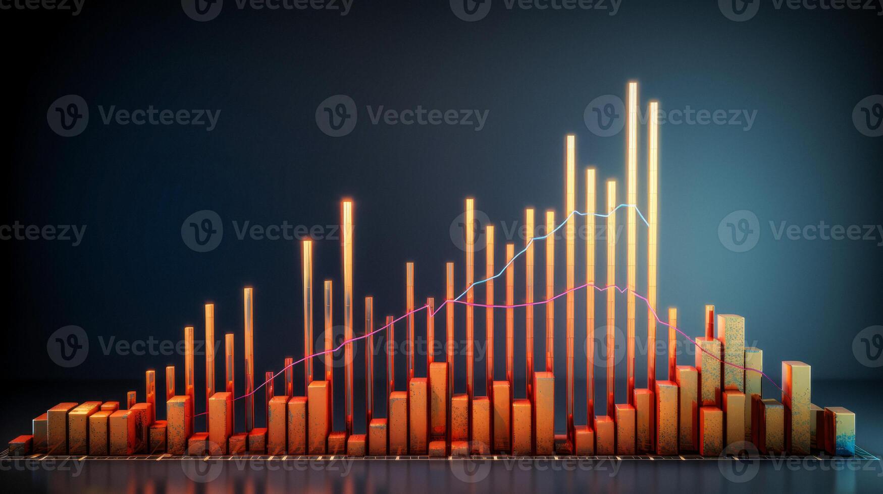 AI generated multi-colored financial charts Generative AI photo