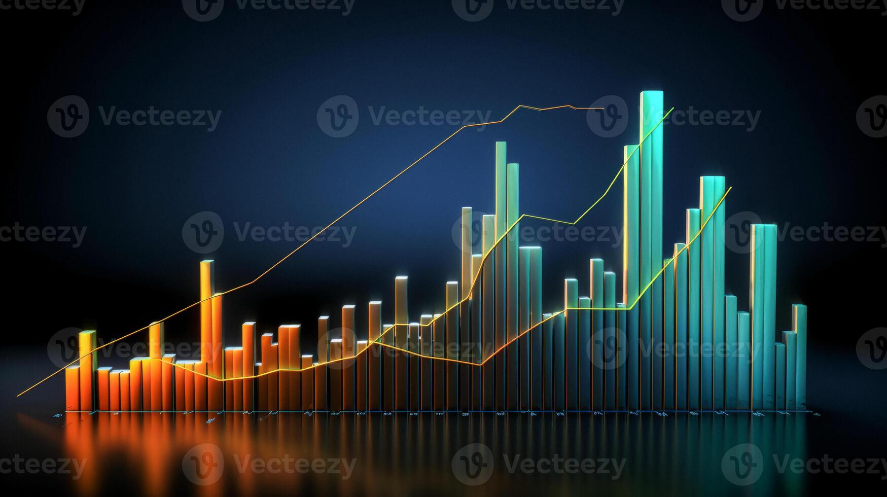 AI generated multi-colored financial charts Generative AI photo