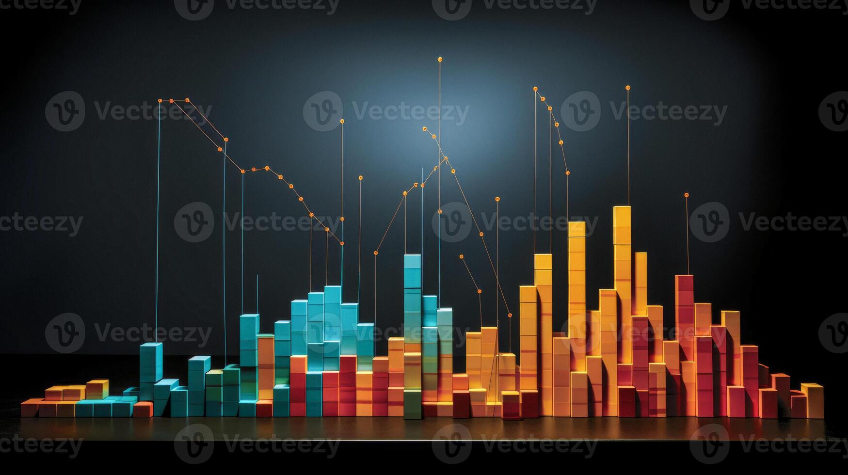 AI generated multi-colored financial charts Generative AI photo