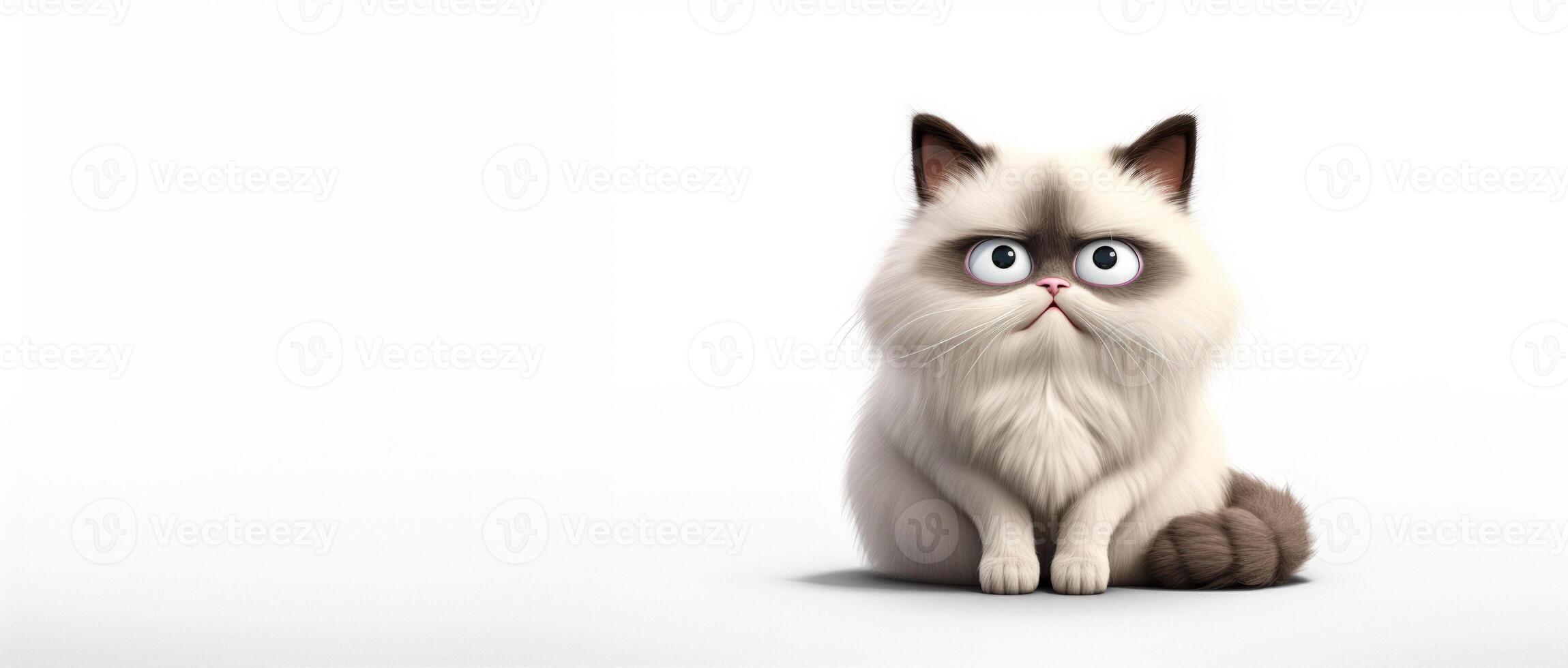 AI generated animated cat on a white background Generative AI photo