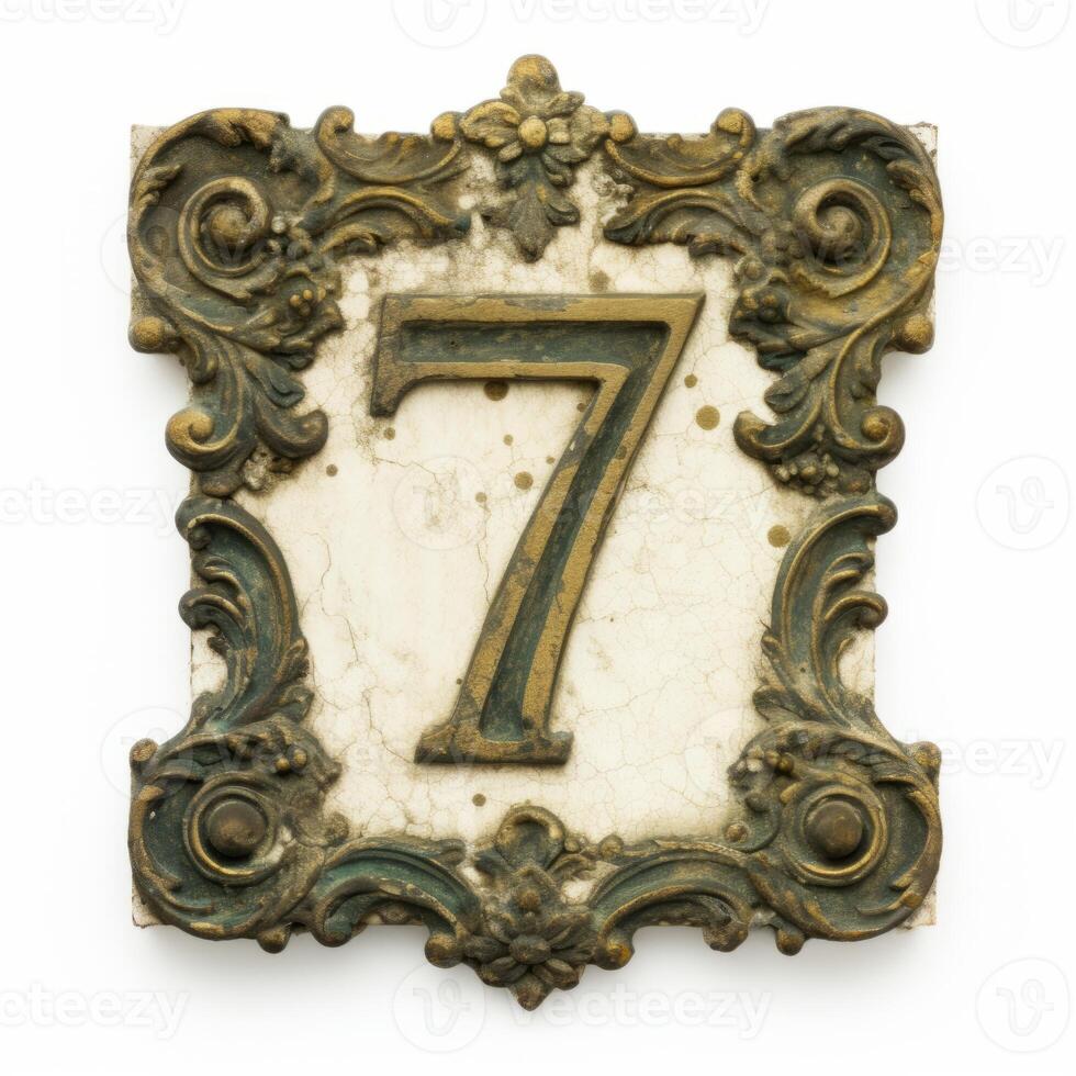 AI generated old door number seven Generative AI photo