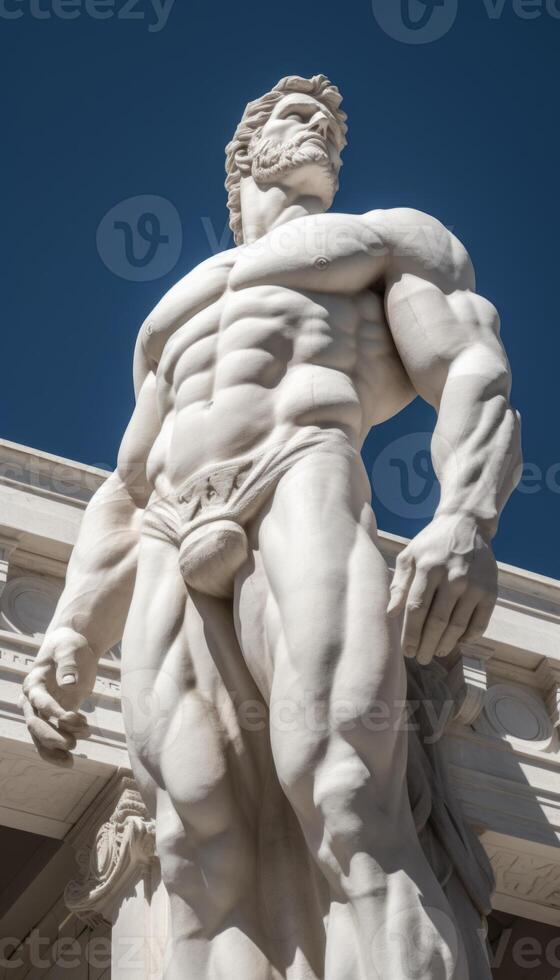 AI generated Marble statue of a muscular man Generative AI photo